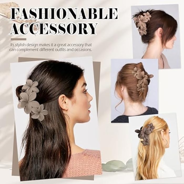 Auseibeely 6 Pcs Large Flower Claw Clips for Women – Hawaiian Plumeria Hair Accessories, Cute Claw Clips for Thick Hair, Decorative Summer Beach Hair Accessories, Ideal for Christmas Gifts - Image 5